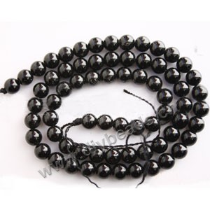 Bead, black tourmaline (natural), 6mm round. Sold per 16-inch strand