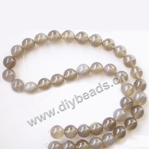 Bead, grey agate (natural), 10mm round. Sold per 15-inch strand