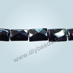 Bead, black agate (dyed), 10x14mm faceted rectangle. Sold per 16-inch strand.