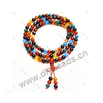 Bracelet,multi-colored buddha beads agate, 6mm round,for prayer beads . 