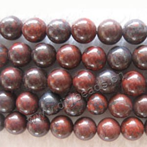 Bead, brecciated jasper (natural), 10mm round, Mohs hardness 6-1/2 to 7. Sold per 16-inch strand.
