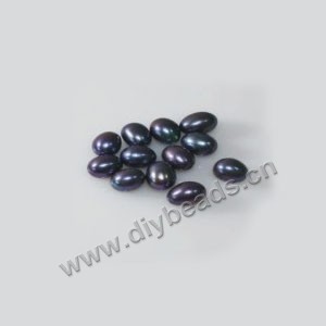 Pearl, cultured freshwater(dyed) , black, 8-9mm half-drilled rice, AAA grade. Sold per pkg of 25pairs