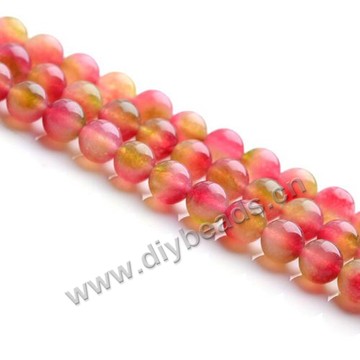 Bead,colorful jade,6mm round. Sold per 38-39cm strand,sold per pkg of three strands.