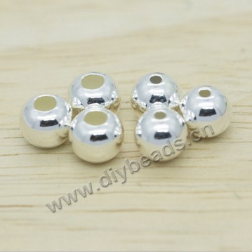 Bead, 925 sterling silver, 9mm, small hole 2mm , big hole2.5mm, Sold per pkg of 1 bag-10pieces.