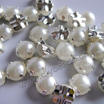 imitation pearl,acrylic sew on pearl rhinestone,white color,no holes,6mm round.Sold per pkg of 1000pcs