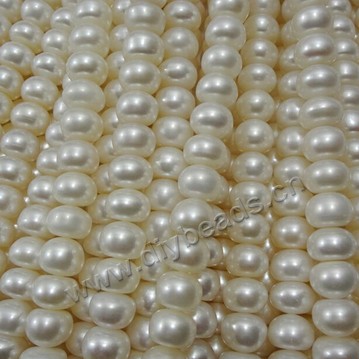 Pearl, cultured freshwater, white ,bread pearl  ,10-11 mm all light, Sold per bag of one strand