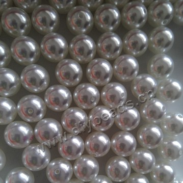 Imitation pearl, acrylic pearl,white with printing, 10mm round , half hole , high gloss . Sold per pkg of 2000pcs
