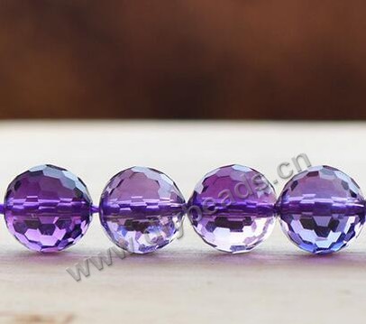 Bead, amethyst (natural), 12 mm  128 faceted  round,  Sold per 16-inch strand.