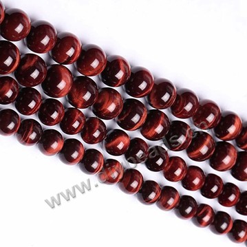Bead, red tigereye beads (dyed), 16mm round AA grade. Sold per 16-inch strand