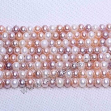 Pearl, cultured freshwater(natural), mix color, 8-9mm nearly round, AAA grade. Sold by per 1 strand.