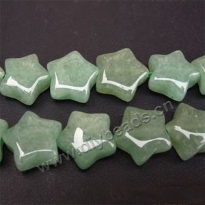 Bead,  green aventurine (natural), 12mm star. Sold per 16-inch(40cm) strand.