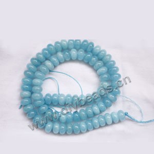 Bead, blue aquamarine (heated/dyed), 8x5mm rondelle. Sold per 15-inch strand