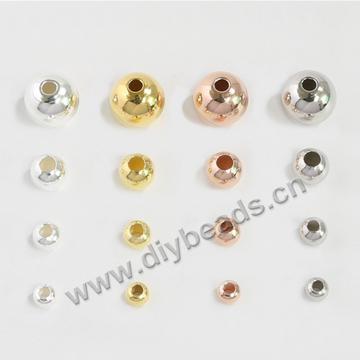 Beads, 925 sterling silver beads, round, rose gold color, 2mm-8mm. Sold per pkg of 200beads