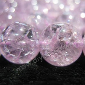 Bead, ice flake quartz (heated/dyed), pink, 12mm round. Sold per 16-inch strand
