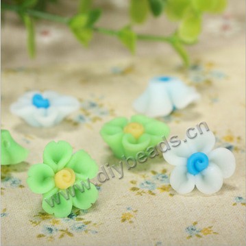 Bead, polymer clay,mixed color,16x8mm sunflower. Sold per pkg of 5.