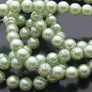 Bead, glass pearl, mint green, 10mm round. Sold per pkg of 2 strands.