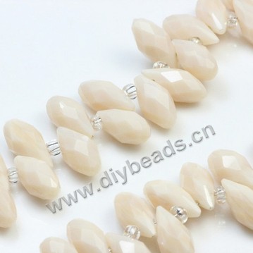 Bead, k5 glass, opaque ivory, 6x12mm top-drilled faceted teardrop, diy beads, wholesale cheap, factory price. Sold per pkg of 2 strands-(100ps/strand).