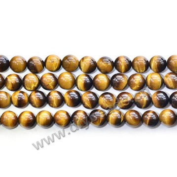 Bead,natural yellow tigereye beads , 8mm round AA grade. Sold per 16-inch strand