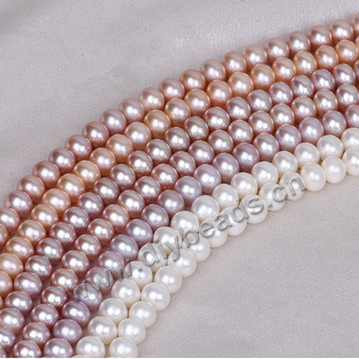 Pearl, cultured freshwater,white,6-7mm nearly round, AA grade. Sold per bag of one strand
