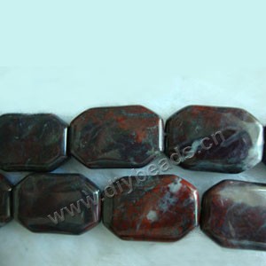 Bead, brecciated jasper (natural), 20x30mm faceted flat rectangle, Mohs hardness 6-1/2 to 7. Sold per 16-inch strand