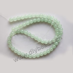 Bead, light green "jade" (dyed), 6mm round. Sold per 15-inch strand,approximately 65 beads .