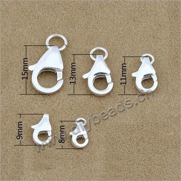 Clasp, lobster clasp,925 sterling silver lobdter clasp,with open ring , 8mm ,Sold per pkg of 200.