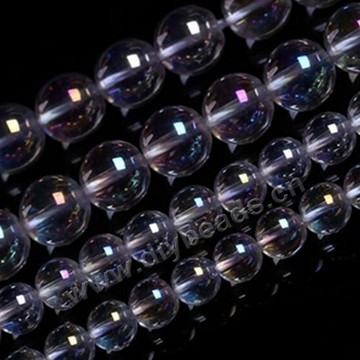 Bead,quartz (synthetic),AB,transparent, 6mm round. Sold per pkg 5 strands