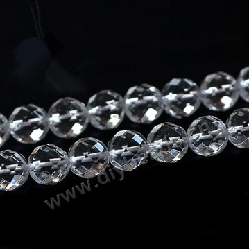Bead,clear quartz crystal (natural), 12mm 64faceted round. Sold per 14-inch strand