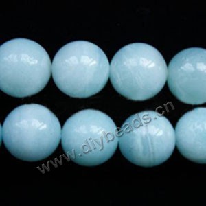 Bead, amazonite (natural), 14mm round. Sold per 16-inch(40cm) strand