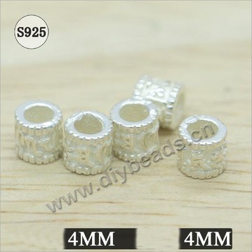 Bead,large-hole beads,925 sterling silver big-hole beads,6mm spacer beads DIY jewelry findings ,Sold per pkg of 50pcs