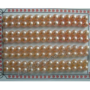 Pearl, cultured freshwater , peach, 6-6.5mm half-drilled button, AAA grade.Sold per pkg of 80 pairs