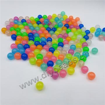 New product 6mm 8mm 10mm fluorescent plastic round beads acrylic luminous beads for DIY Children's Bracelet