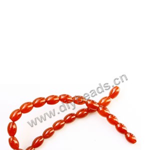 Bead, red agate (dyed), 4x6mm oval. Sold per 15-inch strand.