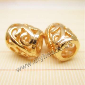 Bead,copper, 24k gold plated, barrel shape 9*9.5mm hole 5mm flat round,Sold per pkg of 10 pieces.