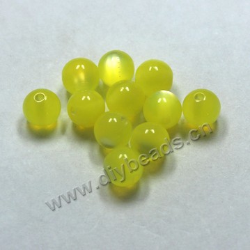 Bead, acrylic, cat's eye yellow, 10mm round. Sold per pkg of 100ps