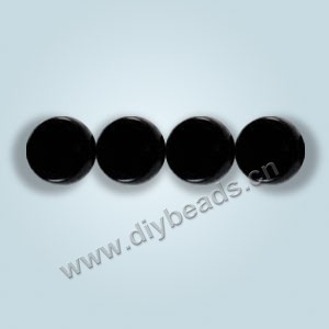 Bead, black agate (dyed),16x5mm flat round. Sold per 16-inch strand