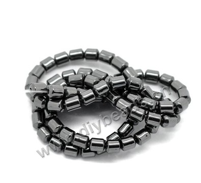 hematite Bead,black,5x4mm round tube. Sold per 5strands