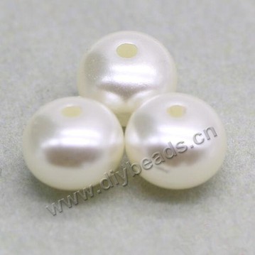 Imitation pearl, acrylic pearl,10 mm bread shape half round with half hole , high gloss . Sold per pkg of 1000pcs