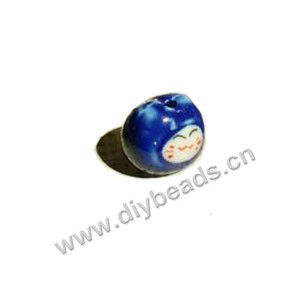 Bead, porcelain, cobalt blue,white, 12x12mm hand-painted lucky cat . Sold per pkg of 6.
