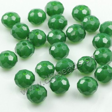 bead,bottle-green color,glass wheel faced beads,8x10mm,per pkg of 5 strands