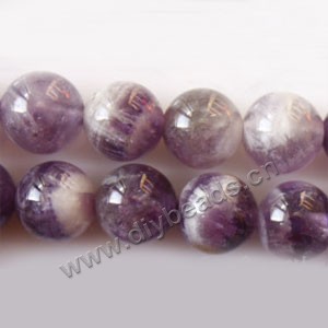 Bead, flower amethyst (natural), 16mm round. Sold per 15-inch(38cm) strand