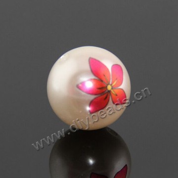 Imitation pearl, acrylic pearl,white with printing,20mm round. Sold per pkg of 100pcs