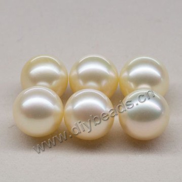 Pearl, south sea (natural),gold pure,10-11mm perfect round,loose beads, Sold per package of 1pcs