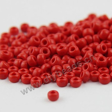 seed bead,glass,opaque red,#6 round,sold per pkg of 50g,  approximately 700ps.
