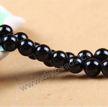 Bead, black tourmaline, 16mm round. Sold per pkg of ten 16-inch strands.