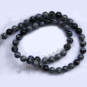 Bead, snowflake jasper (natural), 8mm round. Sold per 15-inch strands