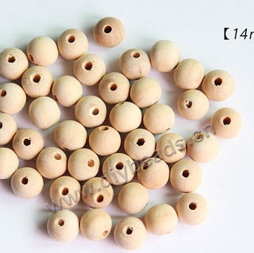 Beads,wood,round loose beads,14mm with 3mm hole. Sold per pkg of 100ps