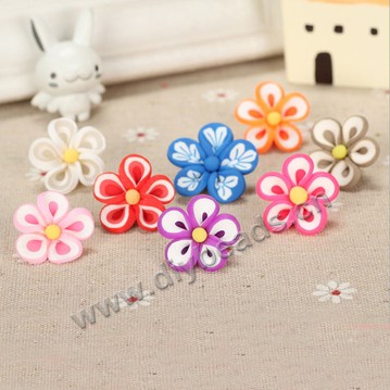 Bead, polymer clay,mixed color,20x10mm flower. Sold per pkg of 5.