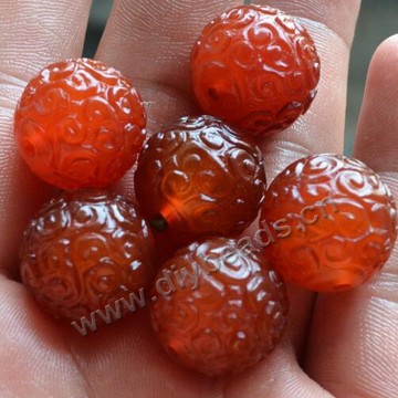 Beads, Agate bead,DIY loose beads 16 mm round red agate bead carving cloud beads,prayer beads.