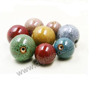 Bead mix, fancy glaze porcelain,multicolored, 20/26mm round. Sold per pkg of 100 beads. 